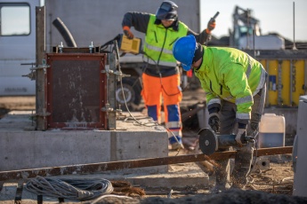 Workers at a construction site in Hungary