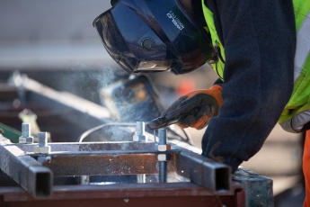 Welding at a construction site in Hungary